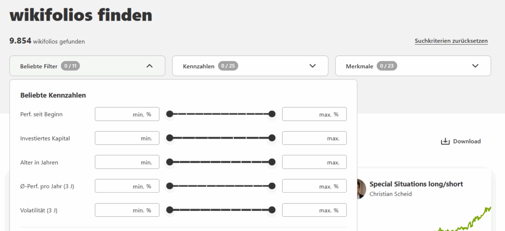 So filterst du die Wikifolio Suche
